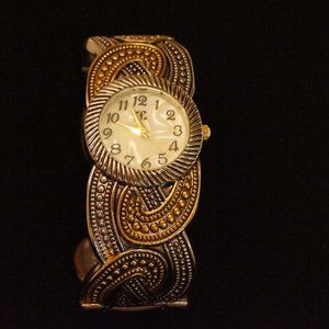 Two Tone Cuff Bracelet Watch